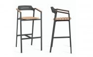 Diphano Icon Outdoor Barstool black PCA Frame and Teak Seat - Danish Design Co Singapore