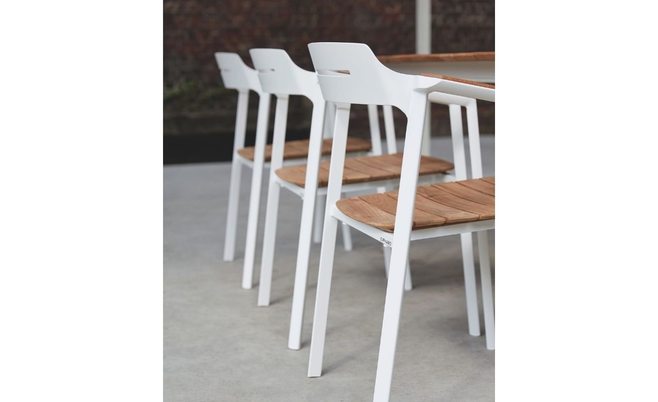 Diphano Icon Outdoor Dining Armchair White PCA Frame and teak seat - Danish Design Co Singapore