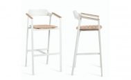 Diphano Icon Outdoor Barstool white PCA Frame and Teak Seat - Danish Design Co Singapore