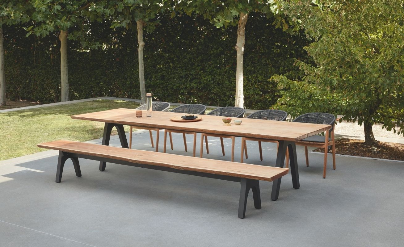 pure outdoor dining bench - weather-proof materials - danish design