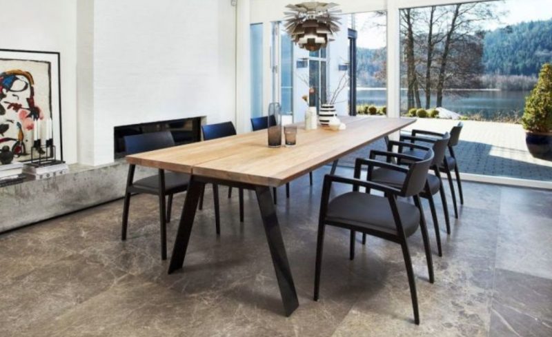 black plank dining table