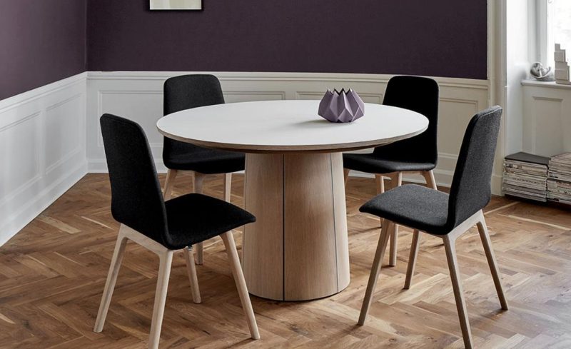 round extendable grey dining table