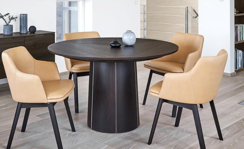 angeles round extending dining table