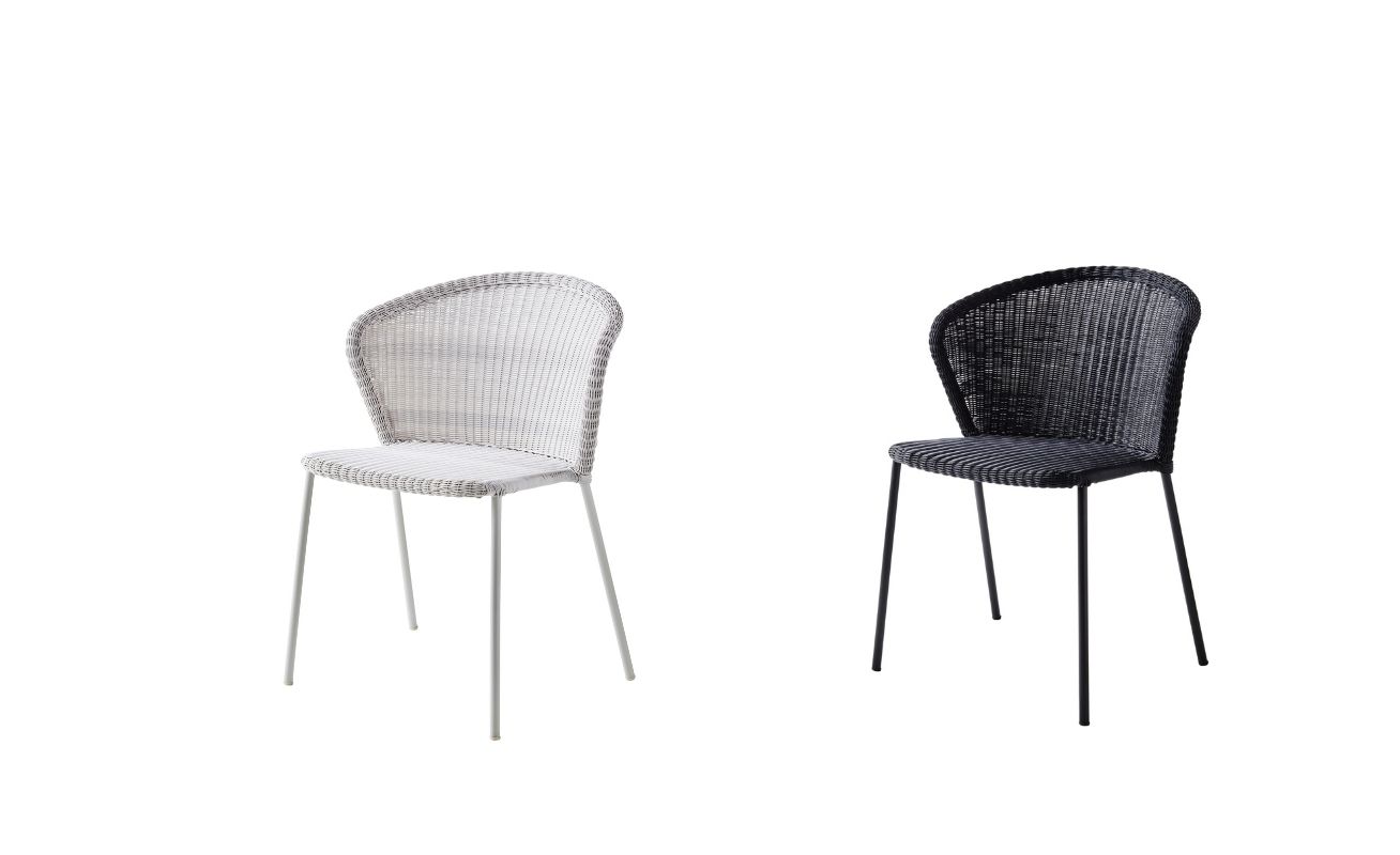 Lean Outdoor Dining Chair in White Grey and Black Cane-Line Weave - Danish Design Co Singapore