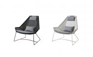 Breeze Highback Outdoor Lounge Chair in Black and White Grey Cane-line Weave with optional Cane-line Natte, Grey - Danish Design Co Singapore