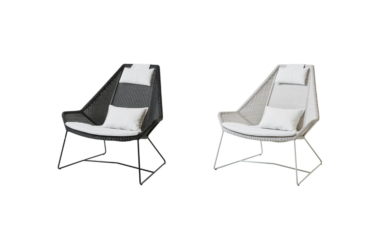 Breeze Outdoor Lounge Chair in Black and White Grey Cane-line Weave with optional Cane-line Natte, White - Danish Design Co Singapore