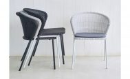 Stackable Lean Outdoor Dining Chair in Black and White Grey Cane-Line Weave Danish Design Co Singapore