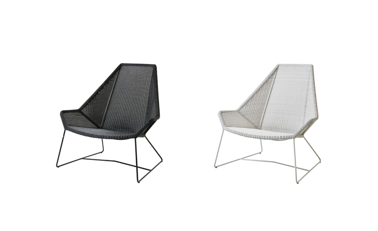 Breeze Highback Outdoor Lounge Chair in Black and White Grey Cane-line Weave - Danish Design Co Singapore