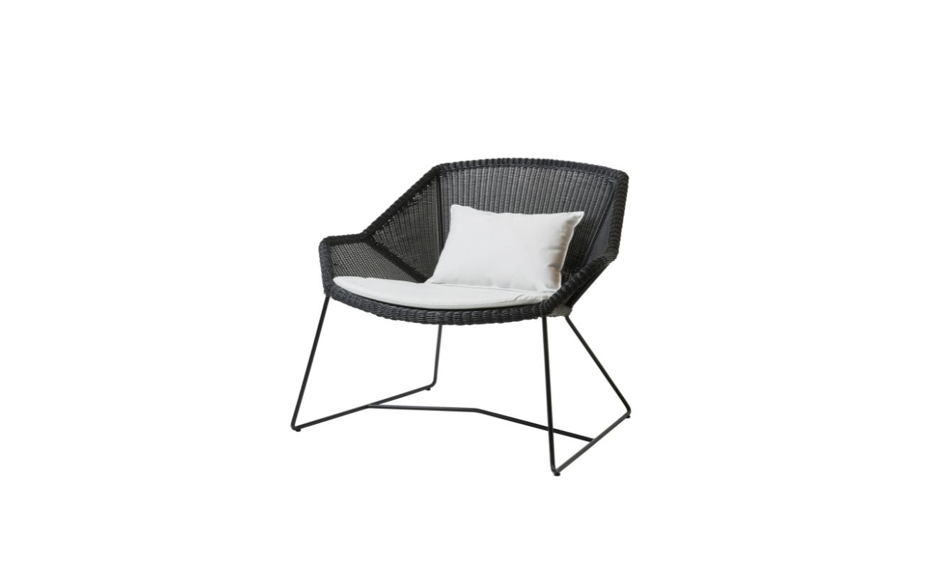 Breeze Outdoor Lounge Chair in Black and White Grey Cane-line Weave with optional Cane-line Natte, White - Danish Design Co Singapore