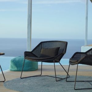 Breeze Outdoor Lounge Chair in Black and White Grey Cane-line Weave with optional Cane-line Focus Grey - Danish Design Co Singapore