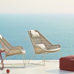 Breeze Highback Outdoor Lounge Chair in White Grey Cane-line Weave with optional Cane-line Natte White Grey - Danish Design Co Singapore