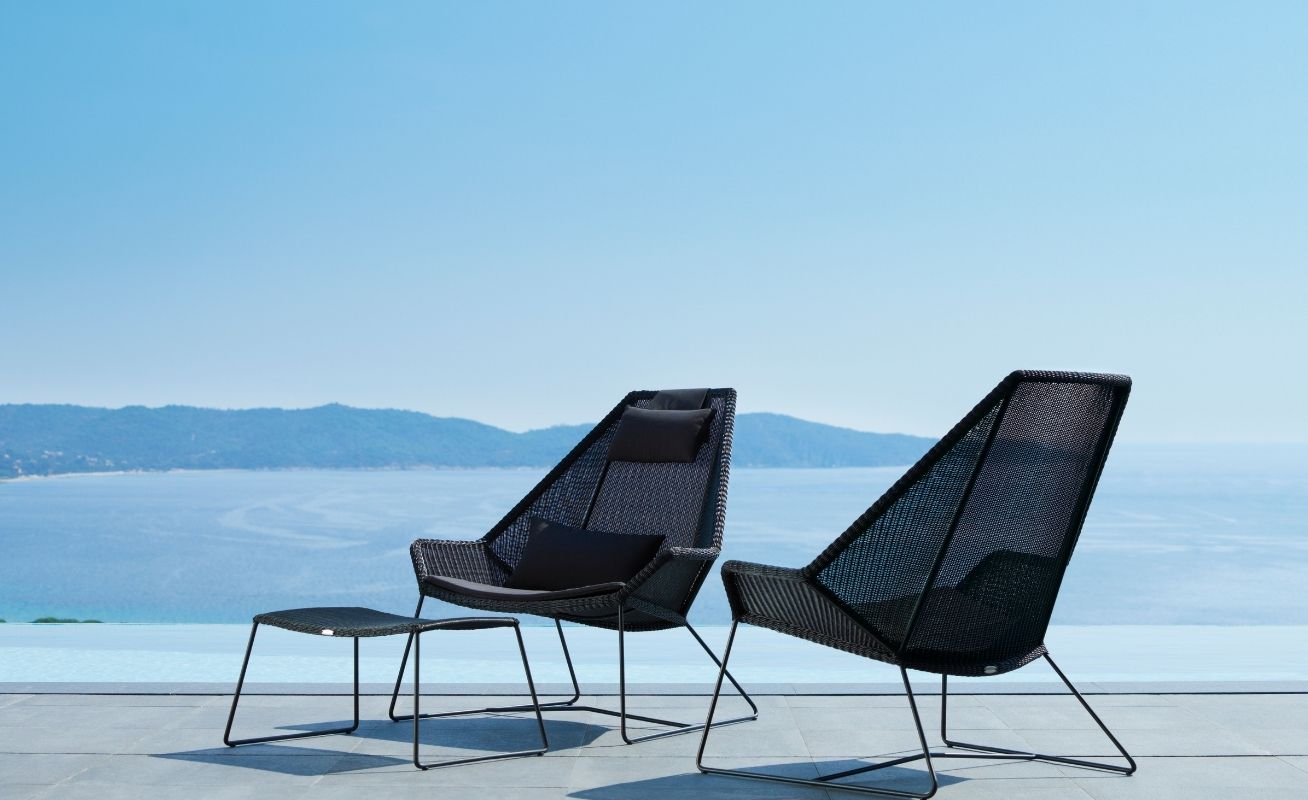 Breeze Highback Outdoor Lounge Chair in Black Cane-line Weave with optional Cane-line Focus Grey - Danish Design Co Singapore