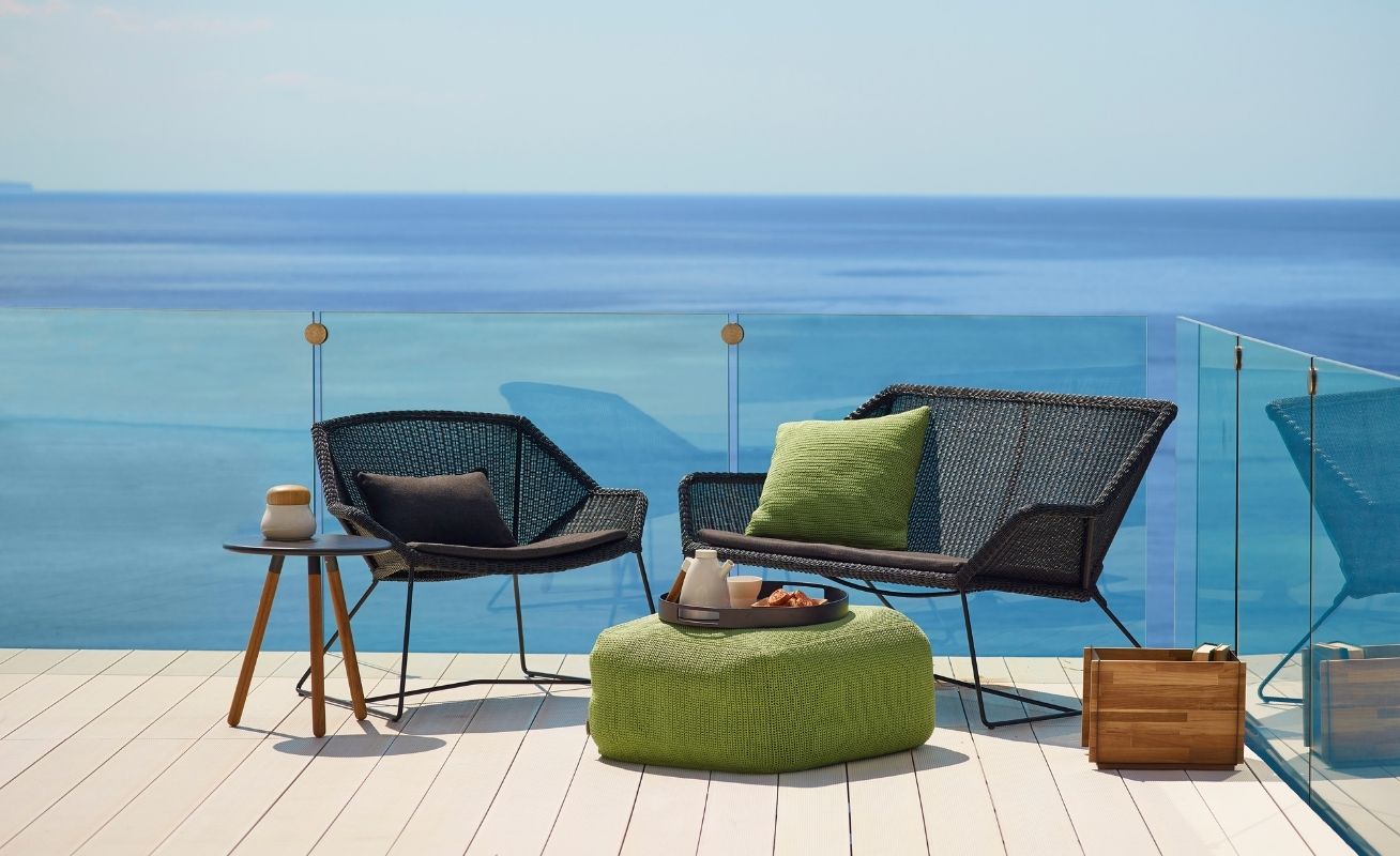 Breeze Outdoor Lounge Chair and Sofa in Black Cane-line Weave with optional Cane-line Focus Grey - Danish Design Co Singapore