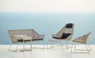Breeze Outdoor Lounge Chair, Sofa and Highback Lounge Chair in White Grey Cane-line Weave with optional Cane-line Natte Black -Danish Design Co Singapore