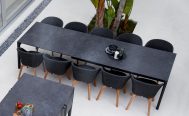 Drop Outdoor Dining Table with Lava Grey Aluminium frame with a Black Fossil Ceramic Table Top - Danish Design Co Singapore