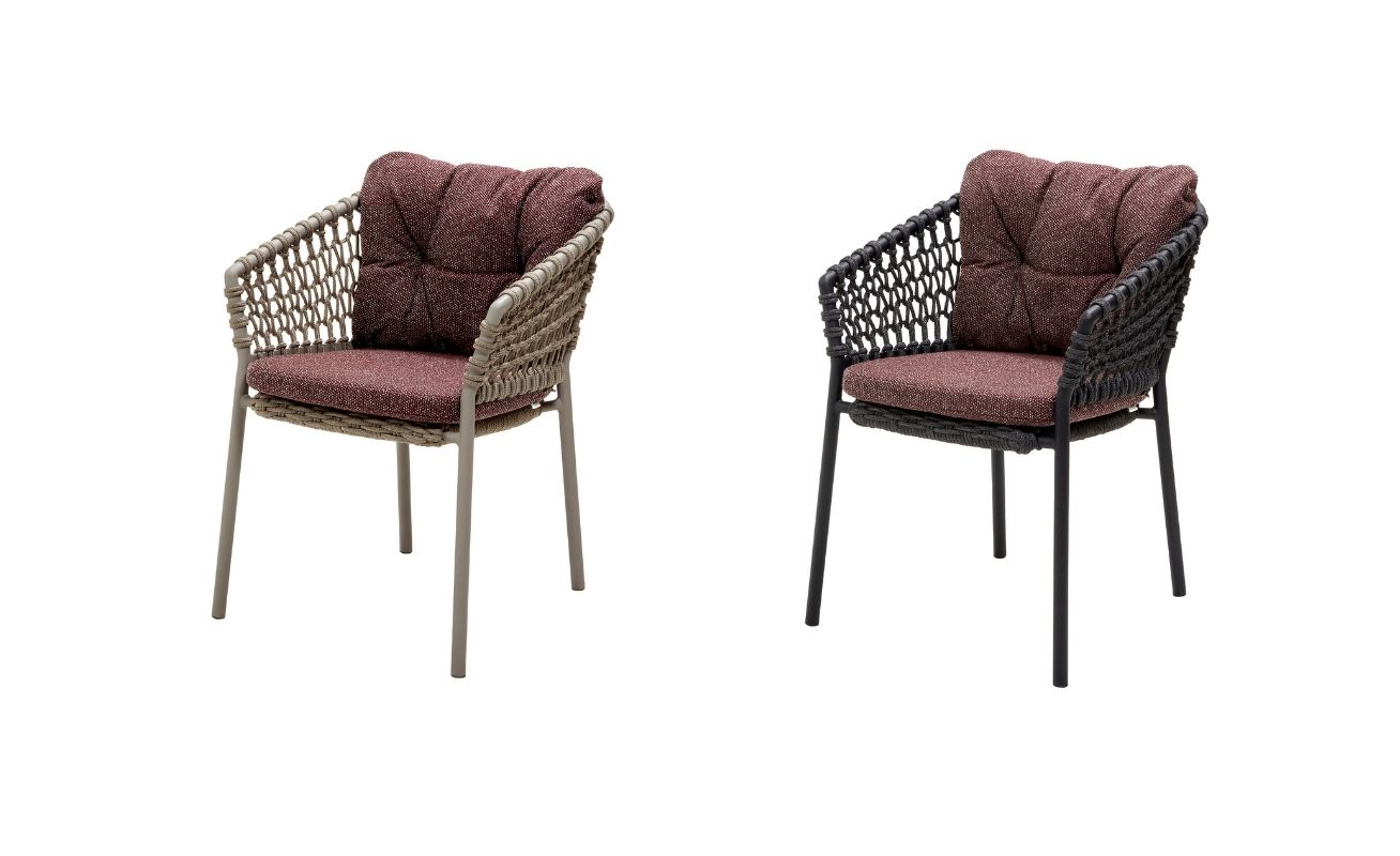 Ocean Outdoor Dining Chair with the Cane-line Wove Cushion in Dark Bordeaux - Danish Design Co Singapore