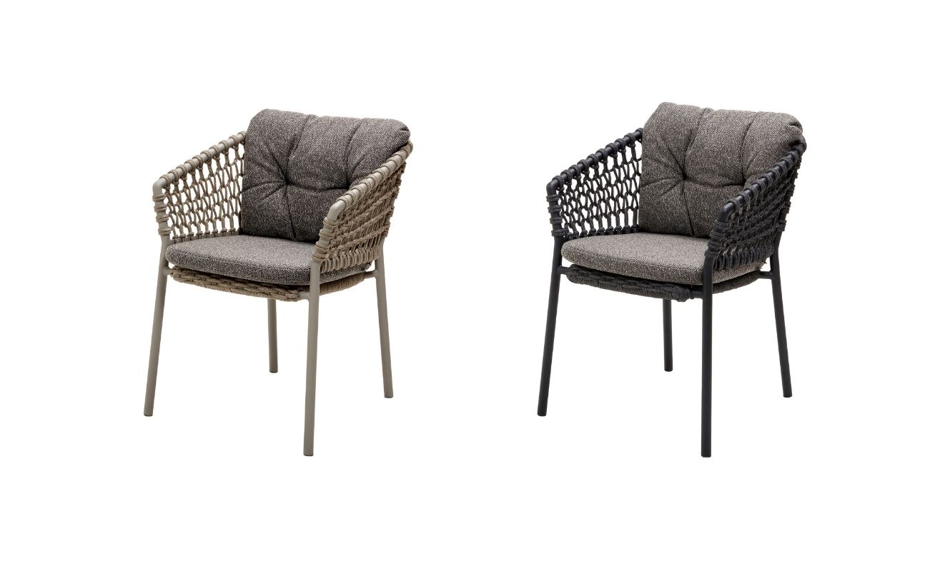 Ocean Outdoor Dining Chair with the Cane-line Wove Cushion in Dark Grey - Danish Design Co Singapore