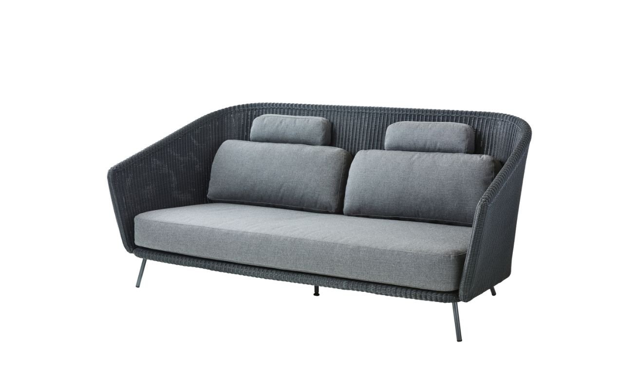 Cane-line Mega Outdoor 2 Seater Sofa in Dark Grey with Light Grey Cushions - Danish Design Co Singapore