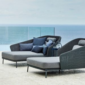 Cane-line Mega Outdoor Daybed in Dark Grey with Light Grey Cushions - Danish Design Co Singapore