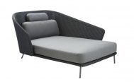 Cane-line Mega Outdoor Daybed in Dark Grey with Light Grey Cushions left hand side - Danish Design Co Singapore