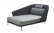 Cane-line Mega Outdoor Daybed in Dark Grey with Light Grey Cushions right hand side - Danish Design Co Singapore