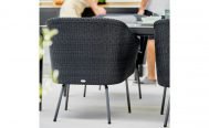 Cane-line Mega Outdoor Dining Chair in Dark Grey with Light Grey Cushions view of the back - Danish Design Co Singapore