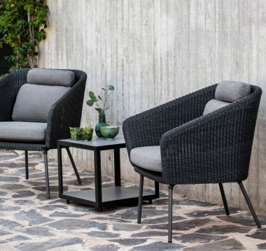 Cane-line Mega Outdoor LoungeChair in Dark Grey with Light Grey Cushions - Danish Design Co Singapore