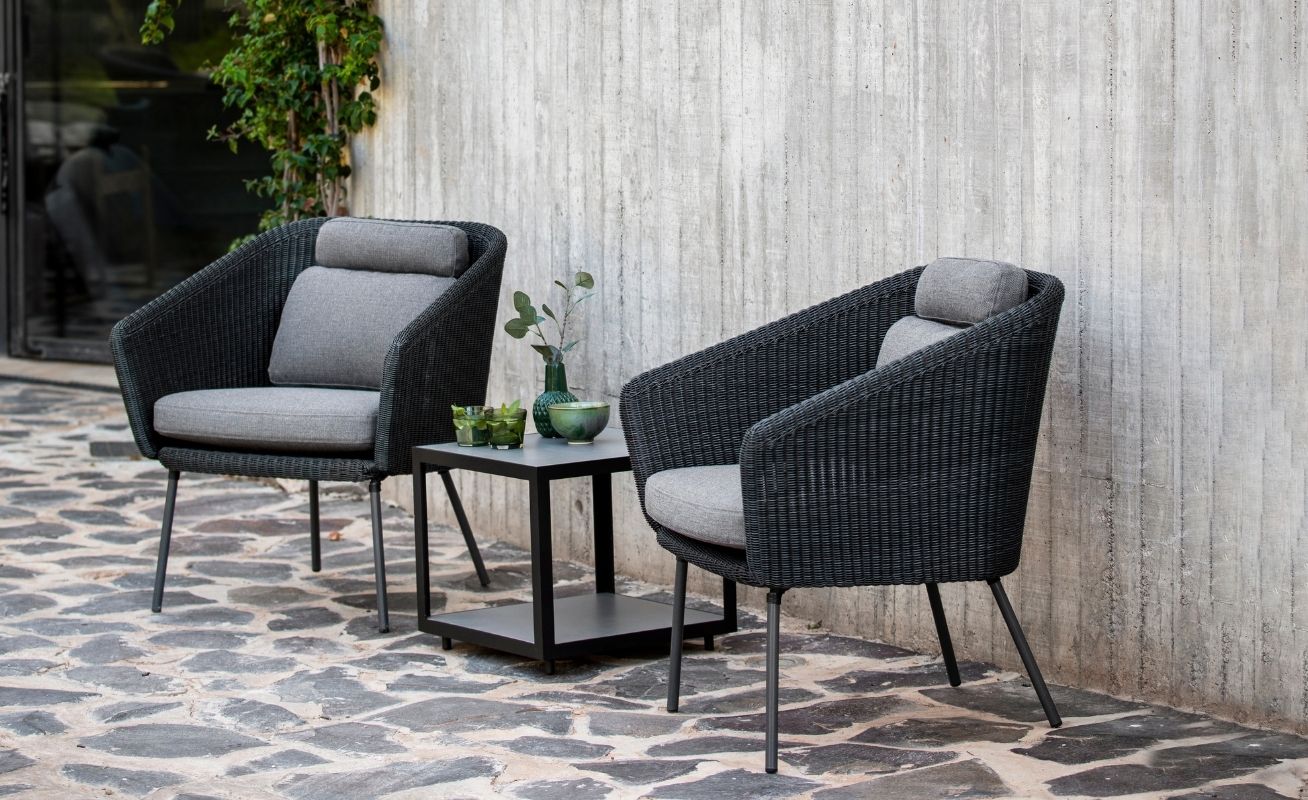 Cane-line Mega Outdoor LoungeChair in Dark Grey with Light Grey Cushions - Danish Design Co Singapore