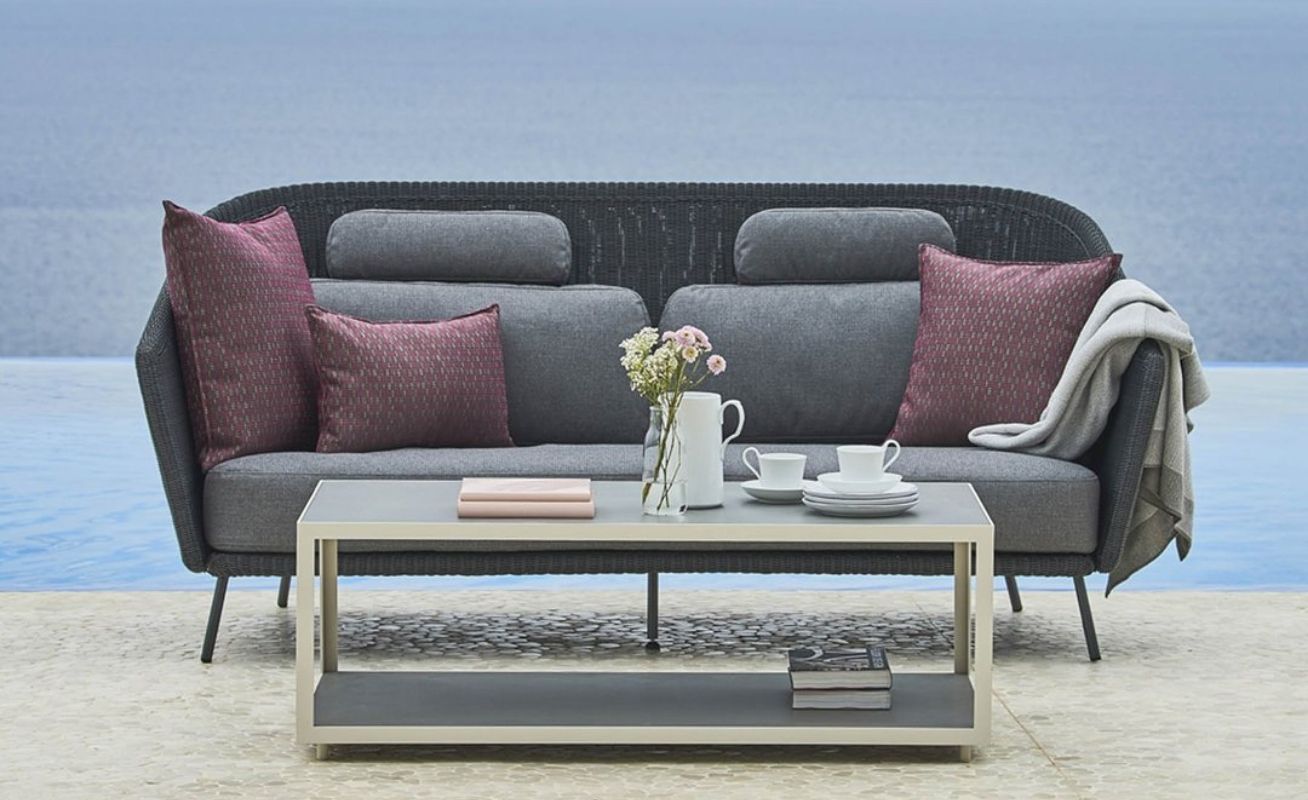 Cane-line Mega Outdoor Sofa in Dark Grey with Light Grey Cushions - Danish Design Co Singapore