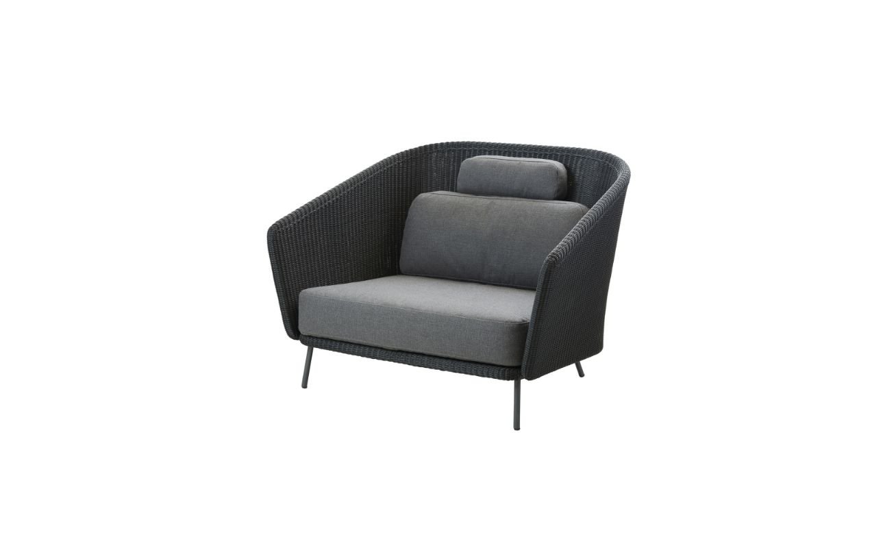 Cane-line Mega OutdoorLounge chair in Dark Grey with Light Grey Cushions on its own - Danish Design Co Singapore