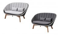 Cane-line Peacock 2 Seater Outdoor Sofa dark grey frame with a light grey rim, desplaying both shades of cushions - Danish Design Co Singapore