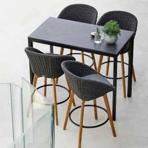 Cane-line Peacock Outdoor Bar Chair in dark grey with a light cushion - Danish Design Co Singapore