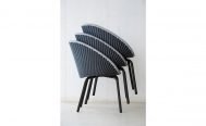 Cane-line Peacock Outdoor Dining Chair Dark grey seat with a light grey rim and black aluminium legs Stacked - Danish Design Co Singapore