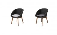 Cane-line Peacock Outdoor Dining Chair with dark grey seat and teak legs - Danish Design Co Singapore