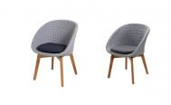 Cane-line Peacock Outdoor Dining Chair with light grey seat and teak legs - Danish Design Co Singapore