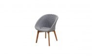 Cane-line Peacock Outdoor Dining Chair with light grey seat and teak legs no cushion - Danish Design Co Singapore