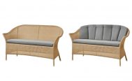 Lansing 3 seater outdoor sofa in Natural cane and light grey cushions - Danish Design Co Singapore