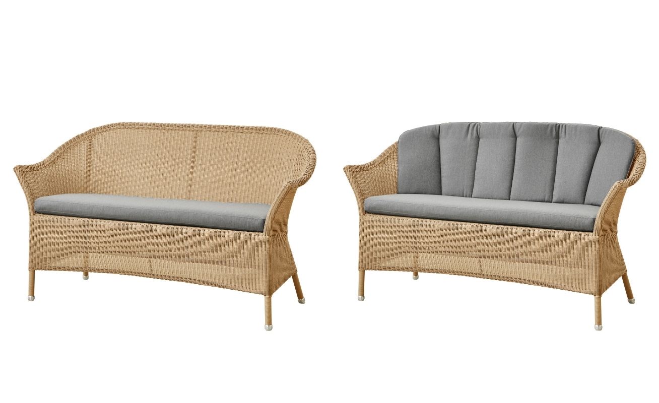 Lansing 3 seater outdoor sofa in Natural cane and light grey cushions - Danish Design Co Singapore