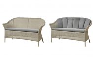 Lansing 3 seater outdoor sofa in taupe cane and light grey cushions - Danish Design Co Singapore