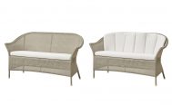Lansing 3 seater outdoor sofa in taupe cane and white cushions - Danish Design Co Singapore