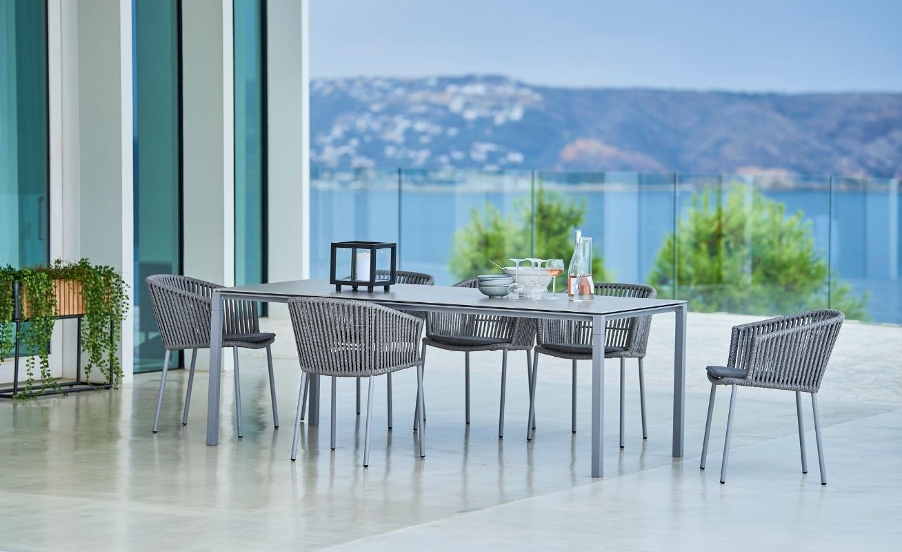 Dark Grey VibeMoments Outdoor Dining Chair With Light Grey Cushions Close up - Danish Design Co Singapore