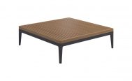 Square Grid Outdoor Coffee Table with a Teak Table Top and Meteor Frame - Danish Design Co Singapore