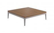 Square Grid Outdoor Coffee Table with a Teak Table Top and White Frame - Danish Design Co Singapore