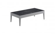 Rectangle Grid Outdoor Coffee Table with a Nero Ceramic Table Top and White Frame -Danish Design Co Singapore
