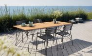 Houe Reclips Outdoor Dining Chair in Black and Black Aluminium Armrests