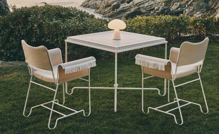 Gubi Tropique Outdoor Dining Table in Classic White Semi Matt Stainless Steel