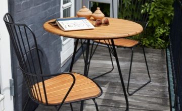 Circum outdoor dining table - bamboo and dark grey powder coated metal