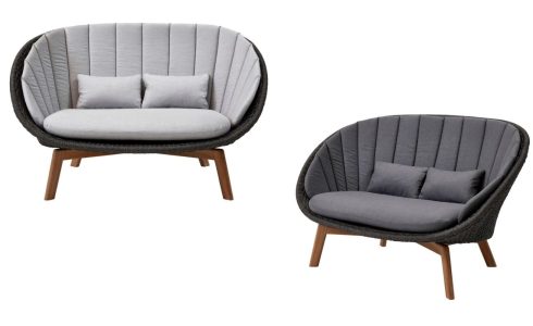 Cane-line-Peacock-2-Seater-Outdoor-Sofa-dark-grey-frame-displaying-both-shades-of-cushions